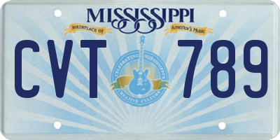 MS license plate CVT789