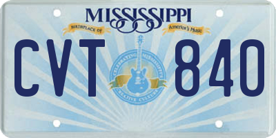 MS license plate CVT840