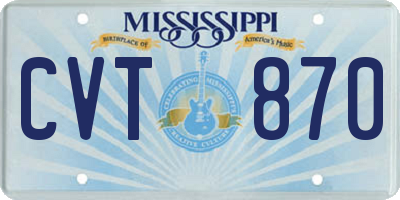 MS license plate CVT870