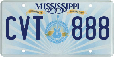 MS license plate CVT888