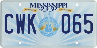 MS license plate CWK065