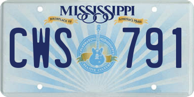 MS license plate CWS791