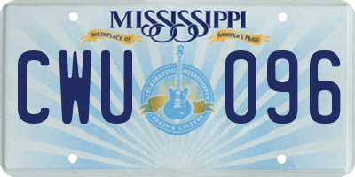 MS license plate CWU096