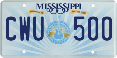 MS license plate CWU500