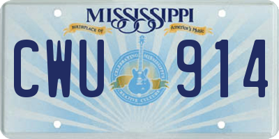 MS license plate CWU914