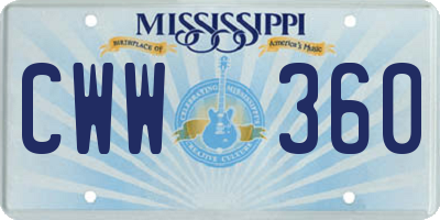 MS license plate CWW360