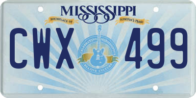 MS license plate CWX499