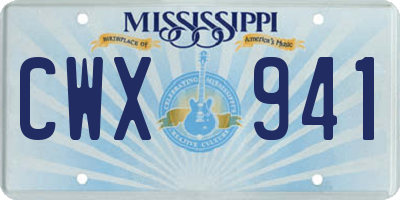 MS license plate CWX941