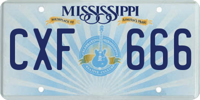 MS license plate CXF666