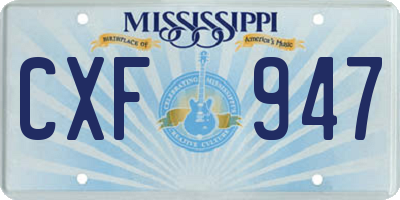 MS license plate CXF947
