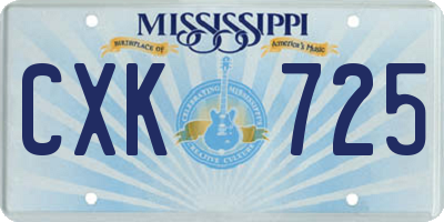 MS license plate CXK725