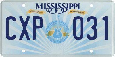 MS license plate CXP031