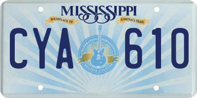 MS license plate CYA610