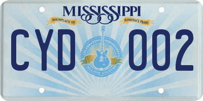 MS license plate CYD002