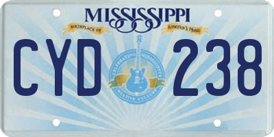 MS license plate CYD238