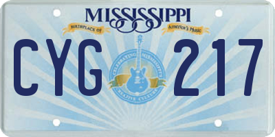 MS license plate CYG217