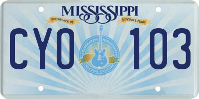 MS license plate CYO103