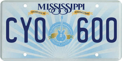 MS license plate CYO600