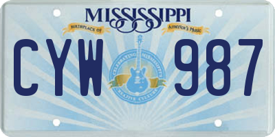MS license plate CYW987