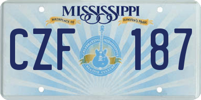 MS license plate CZF187