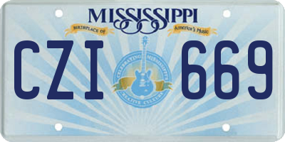 MS license plate CZI669