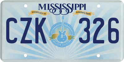 MS license plate CZK326