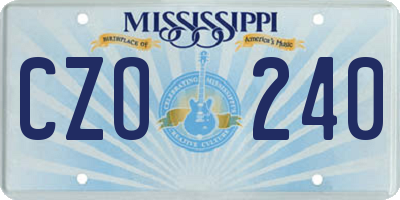 MS license plate CZO240