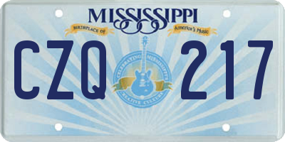 MS license plate CZQ217