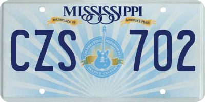 MS license plate CZS702