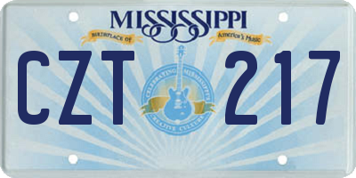 MS license plate CZT217