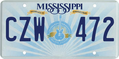 MS license plate CZW472