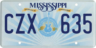MS license plate CZX635