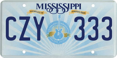 MS license plate CZY333