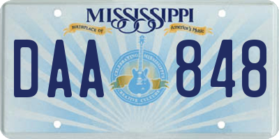 MS license plate DAA848