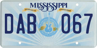 MS license plate DAB067