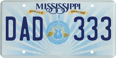 MS license plate DAD333