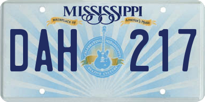 MS license plate DAH217