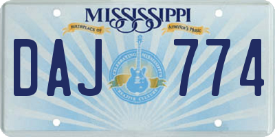 MS license plate DAJ774