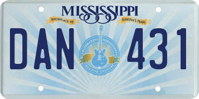MS license plate DAN431