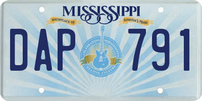 MS license plate DAP791