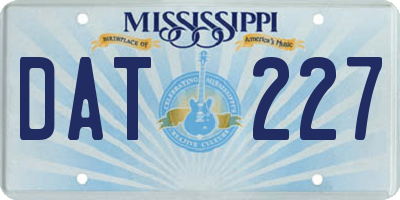 MS license plate DAT227