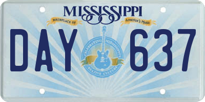 MS license plate DAY637