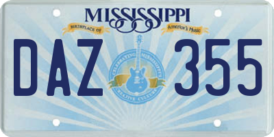 MS license plate DAZ355
