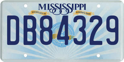 MS license plate DB84329