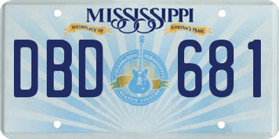 MS license plate DBD681