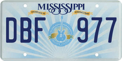 MS license plate DBF977
