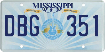 MS license plate DBG351