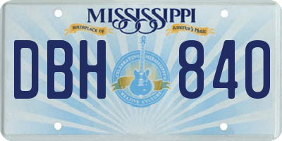MS license plate DBH840