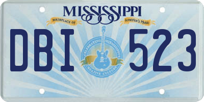 MS license plate DBI523