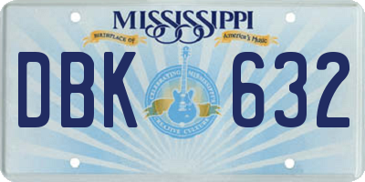 MS license plate DBK632